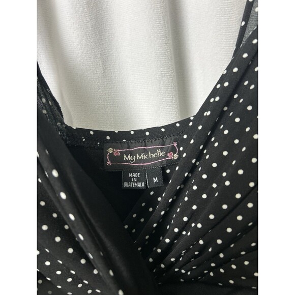 Vtg Y2K My Michelle Polka Dot Babydoll Stretch Dress Sz M Fairy Gothic Pinup - Picture 3 of 4